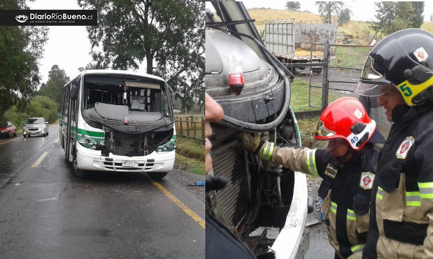 Camión colisionó a bus a la altura de Cayurruca, Río Bueno