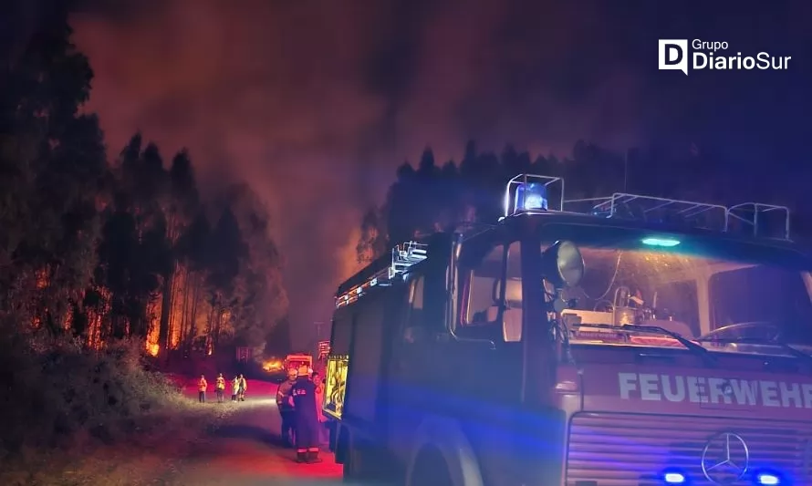 Se reactiva incendio en zona forestal de Paillaco: dos viviendas amenazadas